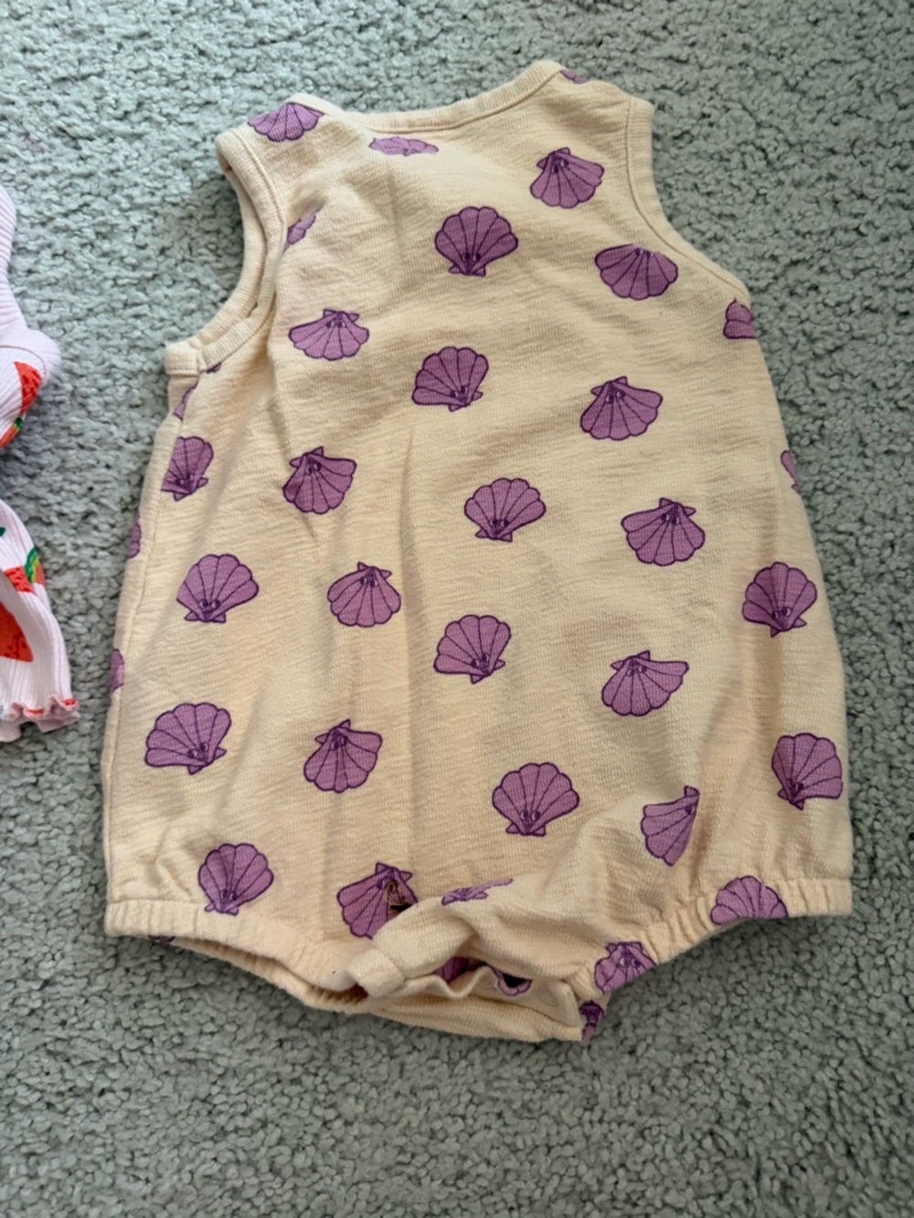Cat & Jack 12M Summer Outfit Bundle Watermelon Set & Seashell Romper - Picture 4 of 5